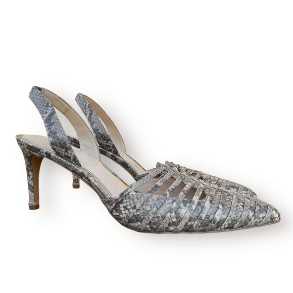 Kenneth Cole New York Riley Slingback Pump in Light Grey Faux Leather size 9.5 - Picture 1 of 14